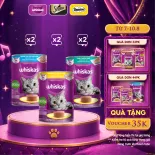 WHISKAS Combo Thức Ăn Cho Mèo Trưởng Thành Dạng Pate Mix 3 Vị 400G (dạng lon)