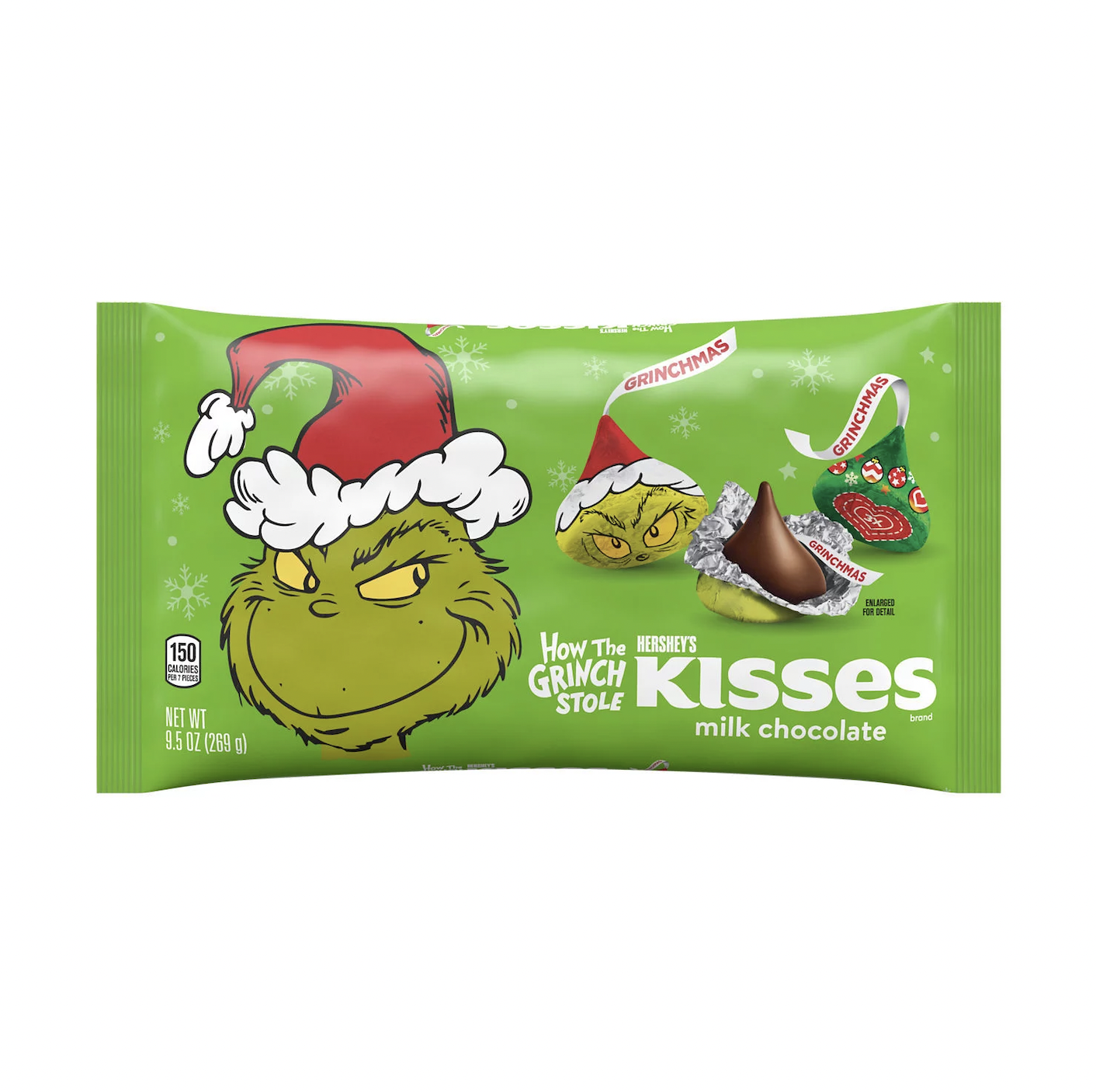 TÚI 269g SOCOLA SỮA NHÂN VẬT HOẠT HÌNH GRINCH Hershey's Kisses Milk Chocolate Candy, Christmas - MẪU GIÁNG SINH (9.5 oz)