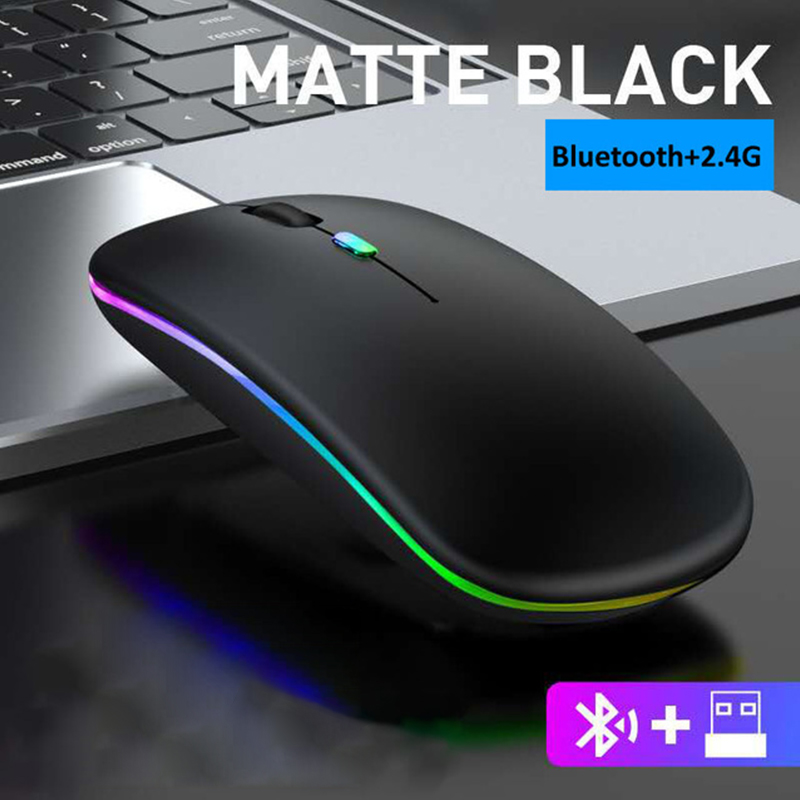 Chuột không dây Bluetooth có thể sạc lại - Chuột im lặng USB RGB - 2.4GHz