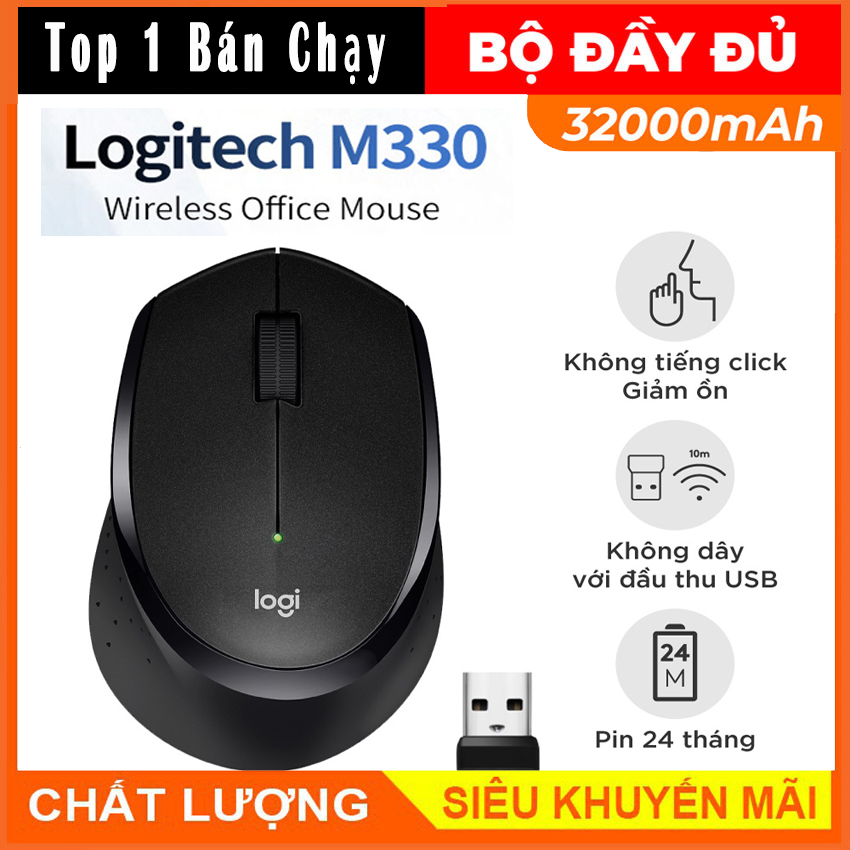 Chuột Không Dây Logitech M330 Silent Plus - Logitech M330 Silent Plus Wireless Mouse BẢO HÀNH 12 THÁNG