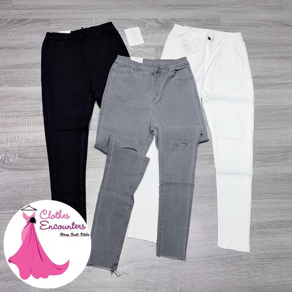 Quần skiny, legging bò giấy co dãn dáng ôm rách 2 gối cực chất, phuongmart