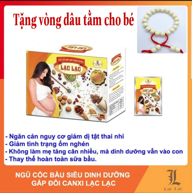 [HCM]Ngũ Cốc Dinh Dưỡng Bầu Lạc Lạc (Hộp 30 gói) - Tặng kèm vòng Dâu Tằm cho bé
