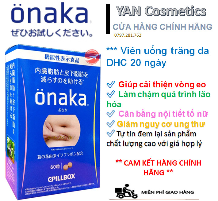 Giảm mỡ bụng onaka pillbox nhật chính hãng / giảm cân nhật onaka hộp màu xanh