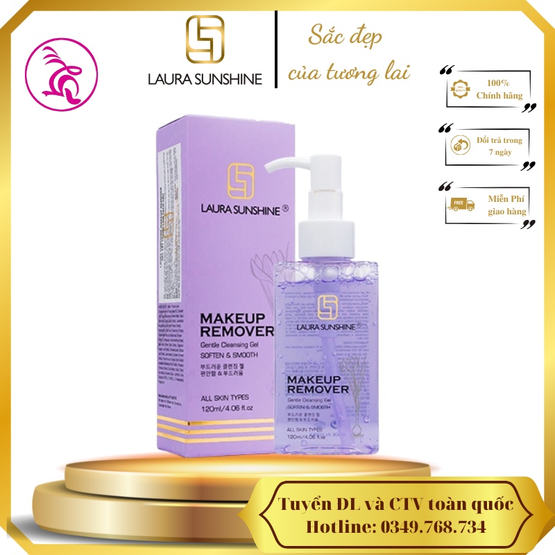 Gel tẩy trang làm sạch sâu Laura Sunshine MakeUp Remover Soften and Smooth 120ml tiện lợi