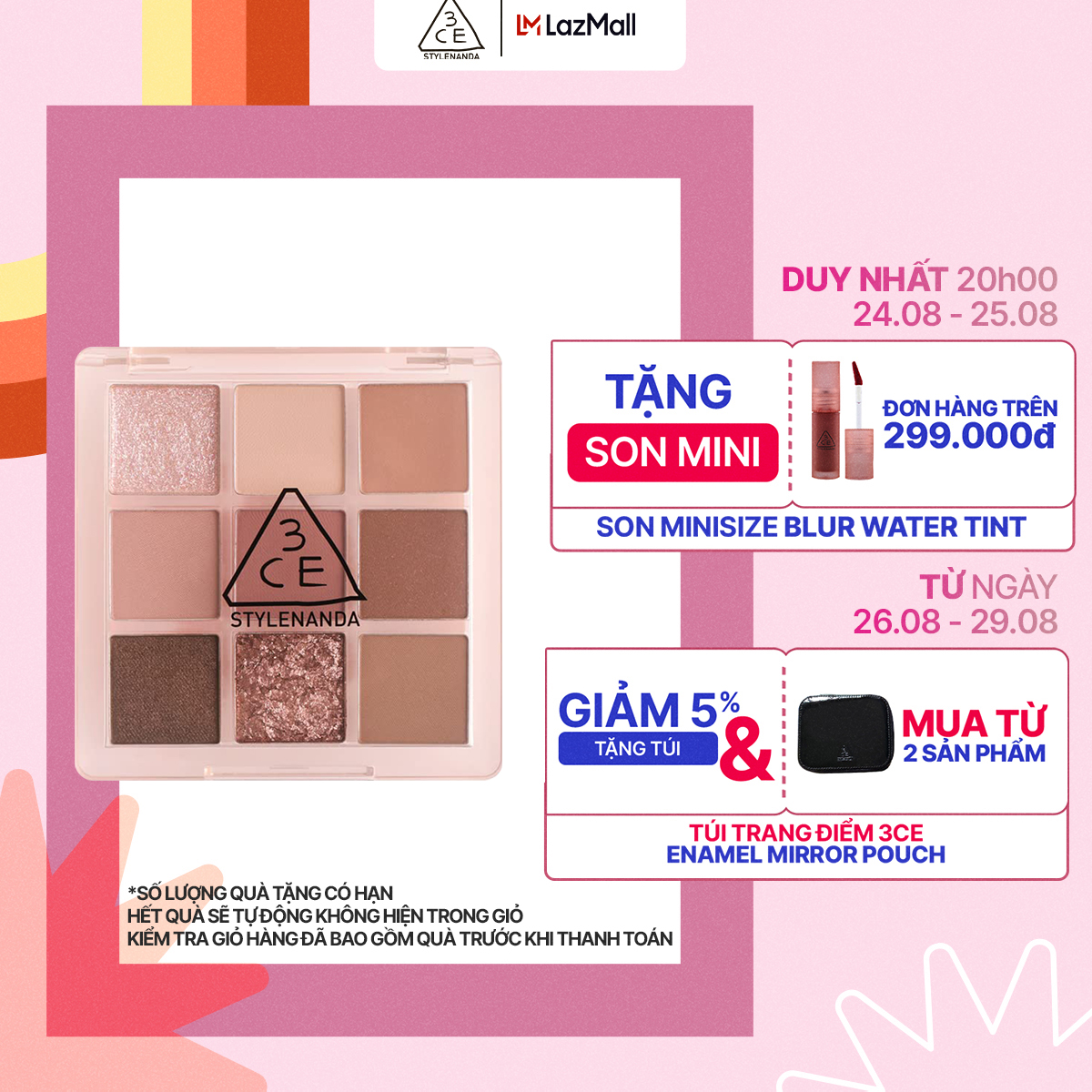 Bảng phấn mắt 3ce multi eye color palette 9 màu sống động 8.5g
