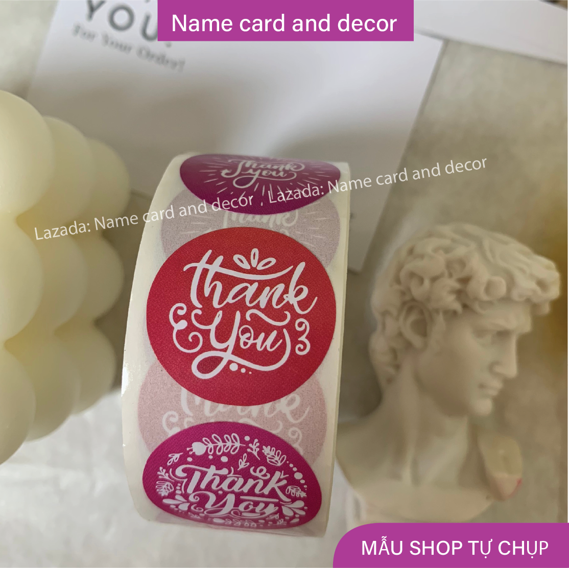 (Combo 500 cái) Tem dán cảm ơn, sticker dành cho shop bán hàng D.04, name card and decor, kích thước 2.5 cm