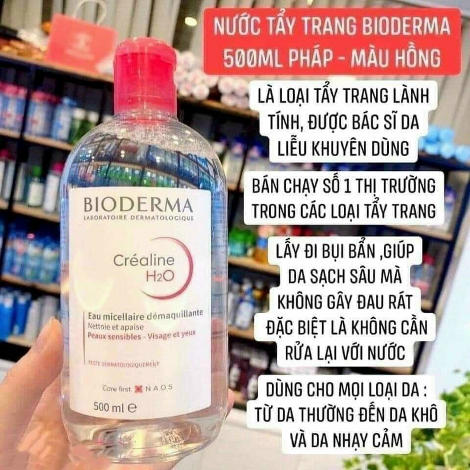Nước tẩy trang Bioderma 500ml Pháp - màu hồng