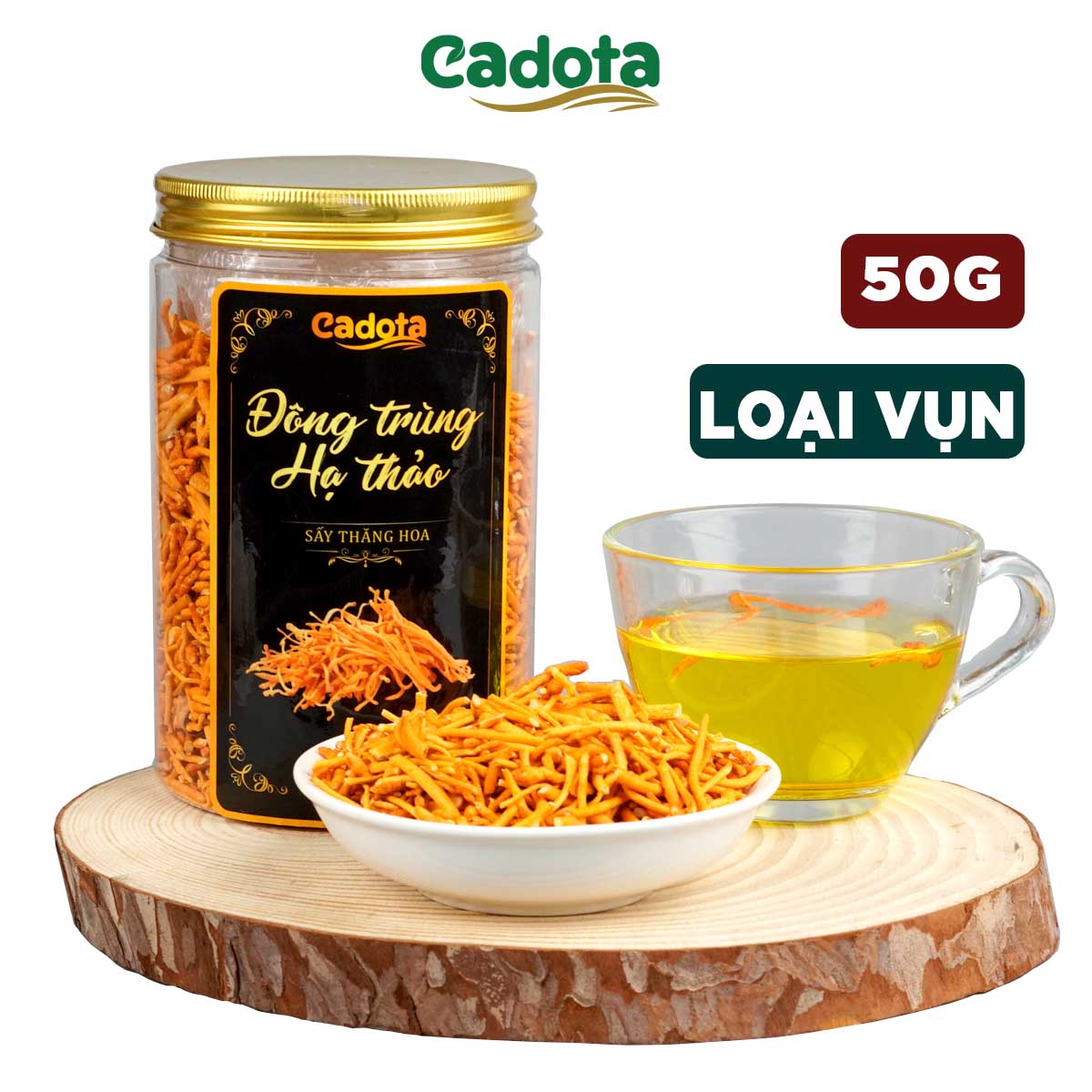 Hũ 50g Đông trùng hạ thảo CADOTA loại VỤN Hàng Sấy thăng hoa vẫn như loại Gãy