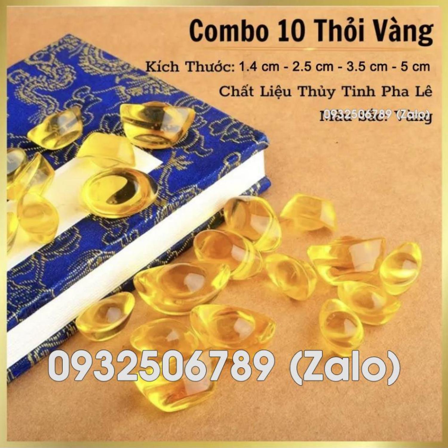 Combo 10 thỏi vàng kim nguyên bảo thủy tinh citrine size - thỏi vàng phong thủy thầƞ եài, giá km