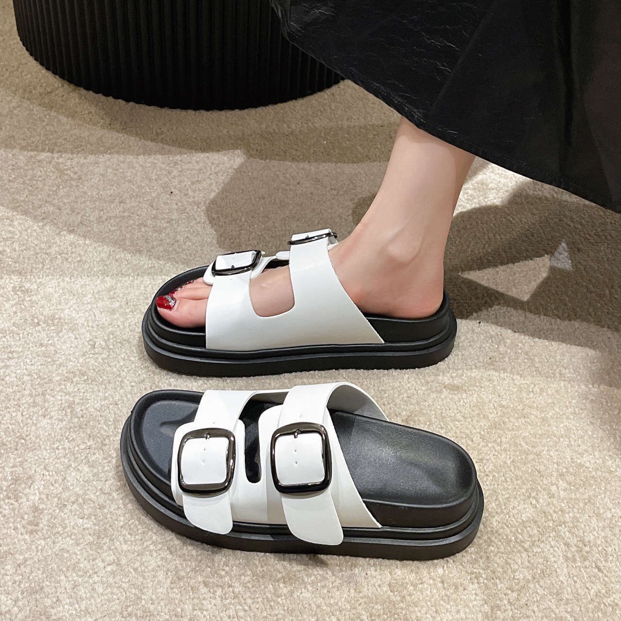 Dép quai ngang nữ HM quai dán màu trắng cực hotDép lê chữ H đế nhẹ đi học đi chơi đi làm rẻ đẹp