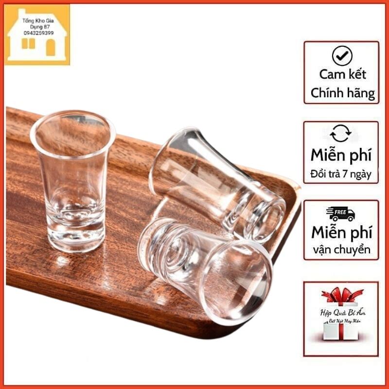 Bộ 12 ly rượu nhỏ đẹp đế dày thủy tinh uống rượu mạnh - tổng kho gia dụng 87
