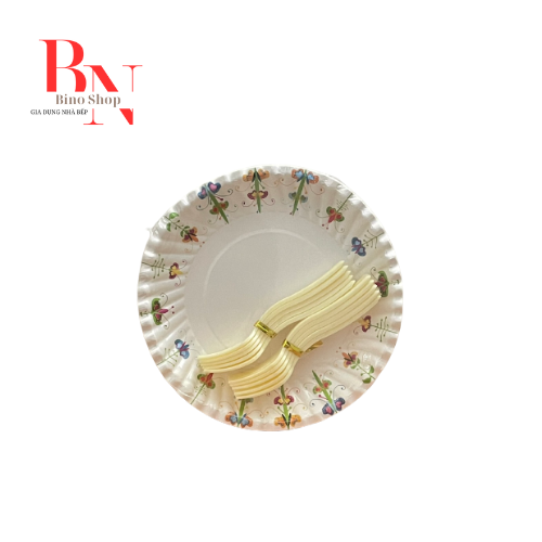 Dĩa giấy sinh nhật kèm nĩa 16cm màu ngẩu nhiên - 10 cái