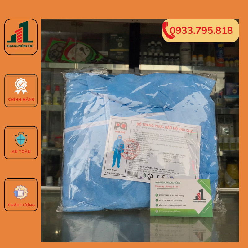 Bộ đồ bảo hộ y tế màu xanh 4 món