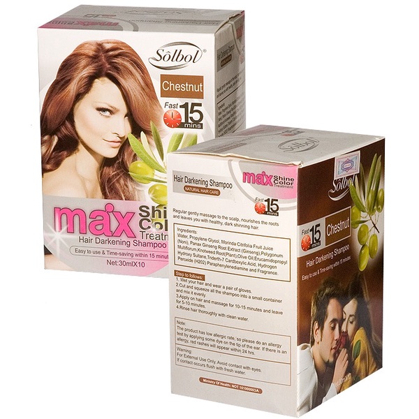 Dầu gội thảo dược tạo màu tóc nâu hạt dẻ solbol max shine color