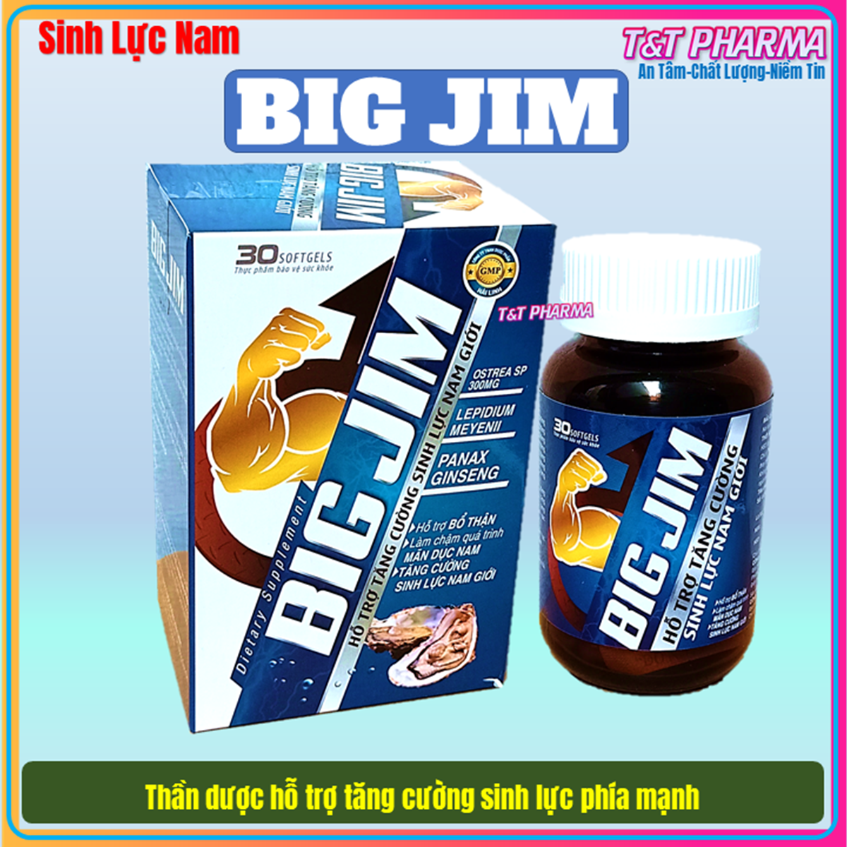 Tinh chất Hàu Biển Ostrea sp Big Jim 300mg - Giúp bổ thận, tráng dương, tăng cường sinh lý- Hộp 30 viên