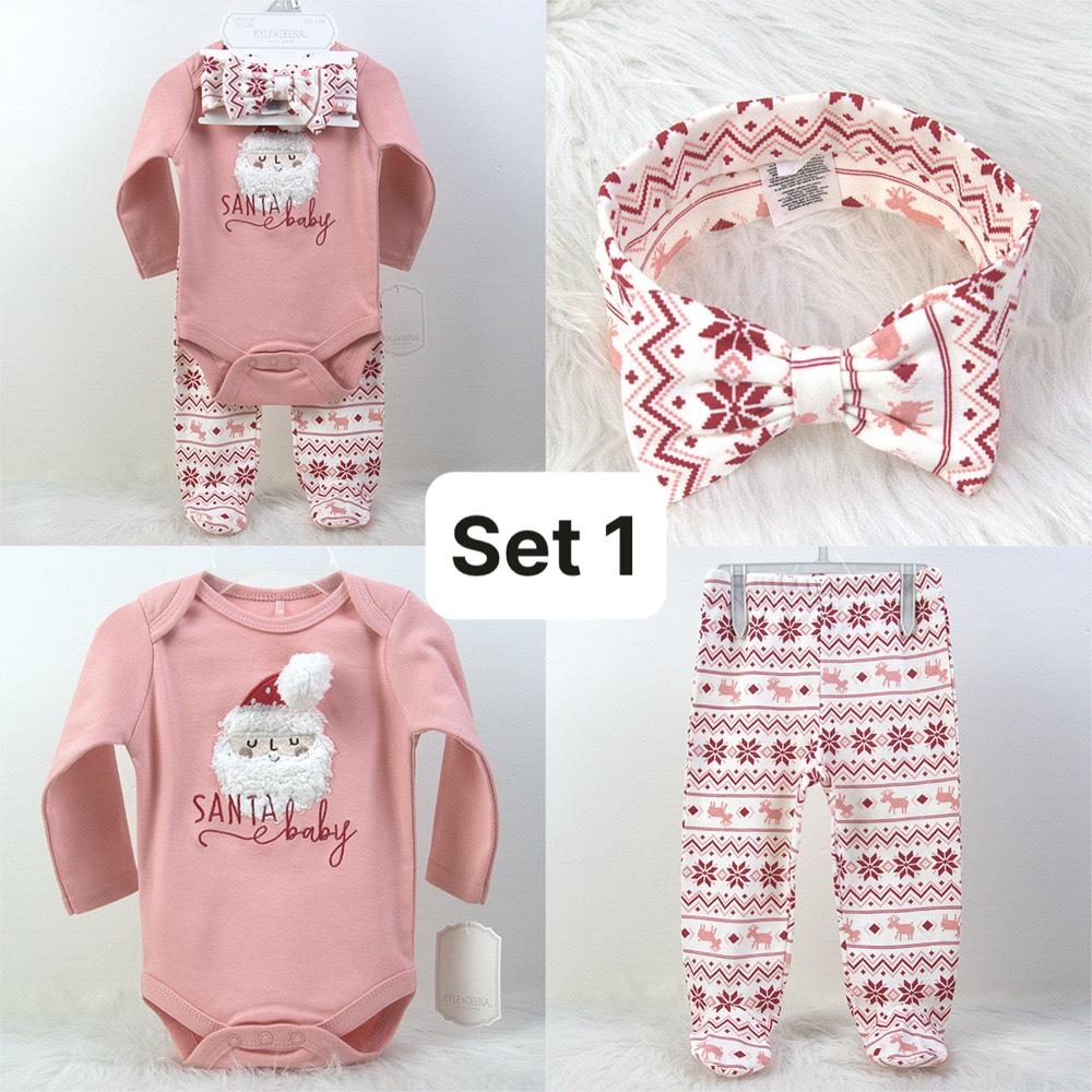 Set bodysuits sơ sinh cotton xuất dư siêu mềm mại cho bé gái bé trai 4 chi tiết xịn xò 0-9m