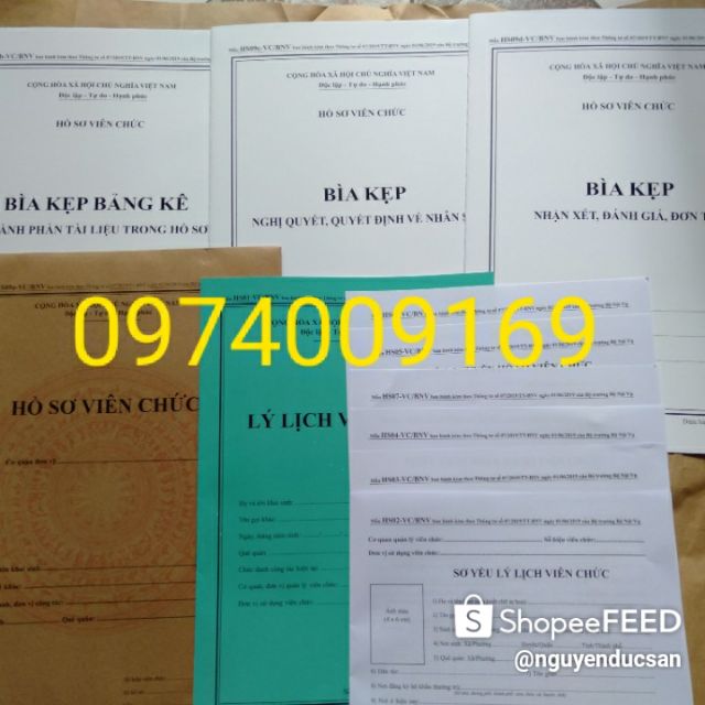 Bán sỉ 10 bộ hồ sơ viên chức theo thông tư 07/2019