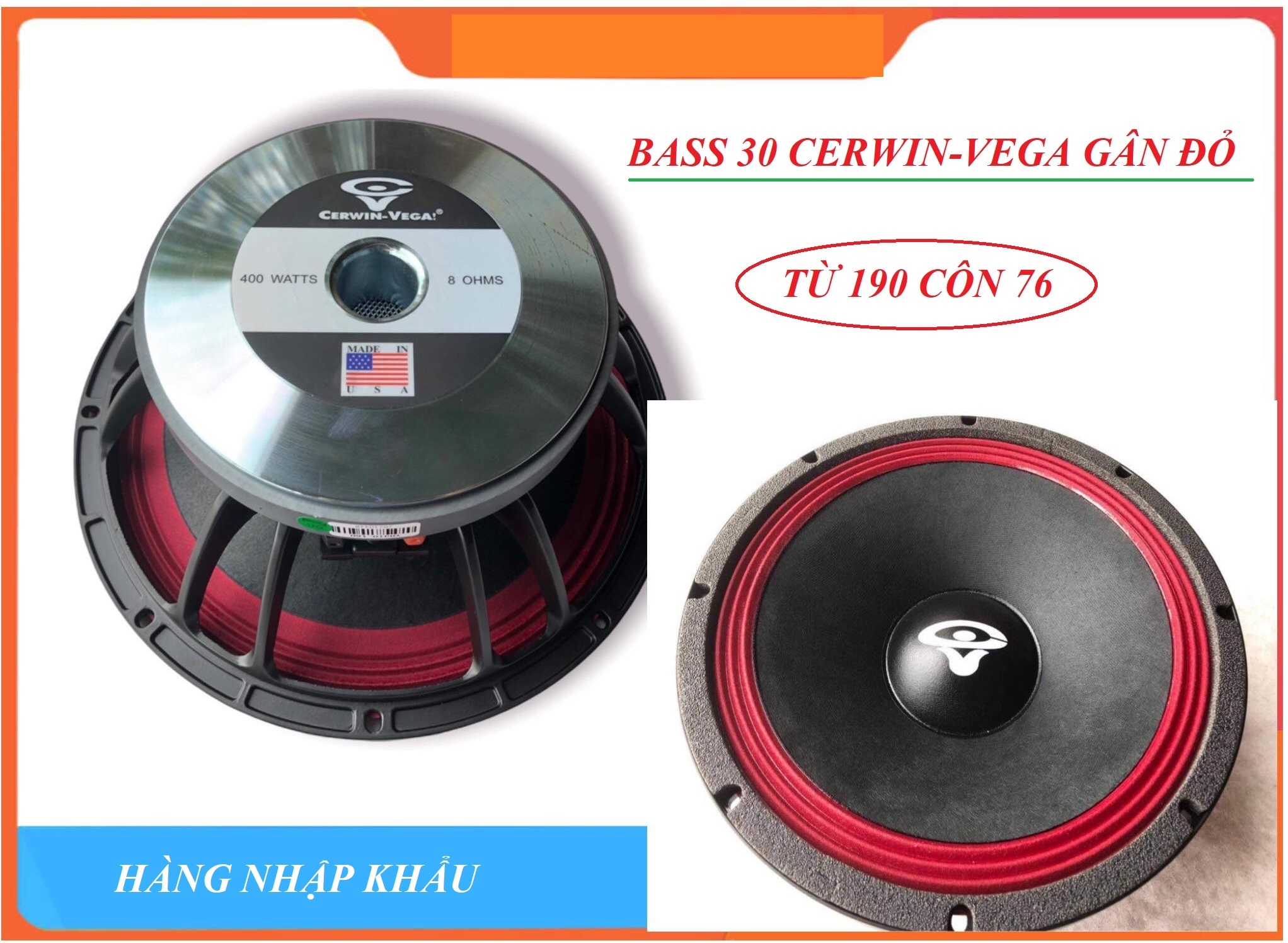 Loa bass 30 cerwin vega đỏ từ 190 côn 75 hàng nhập khẩu/ giá 1 đôi. loa rời bass 30- loa full.