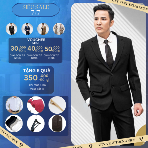 Bộ vest trung niên, bộ quần áo vest nam trung niên lịch lãm đứng tuổi