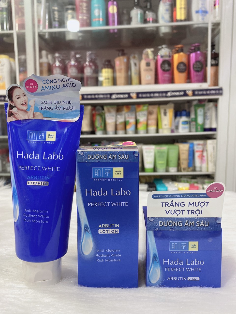 [HCM]Combo Bộ ba sản phẩm Sữa rửa mặt - dung dịch và kem dưỡng trắng tối ưu Hada Labo