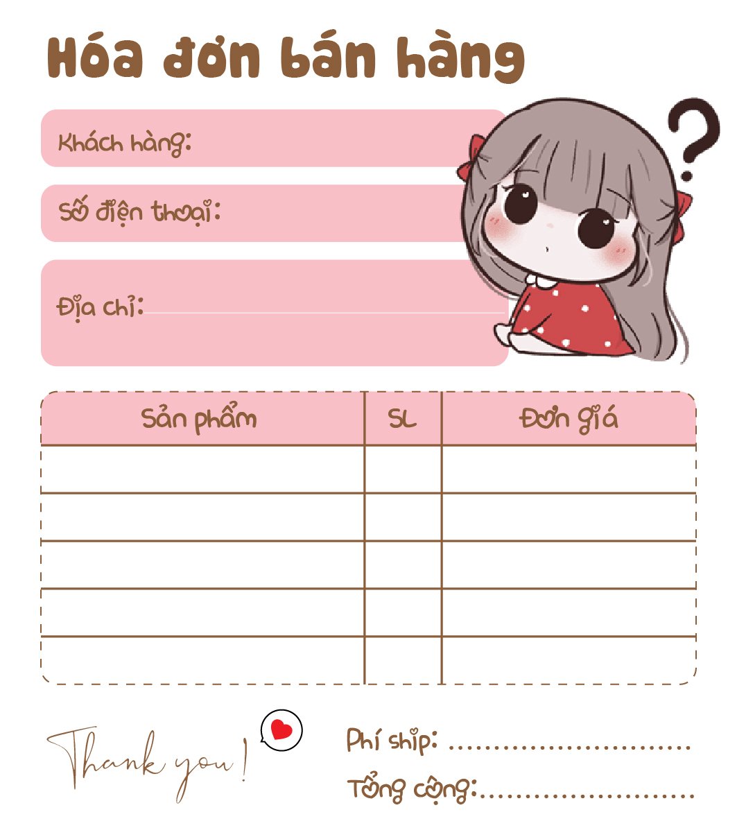 [ Hàng Sẵn ] Hóa Đơn Bán Hàng Mini 1 Liên Chuppy Cute