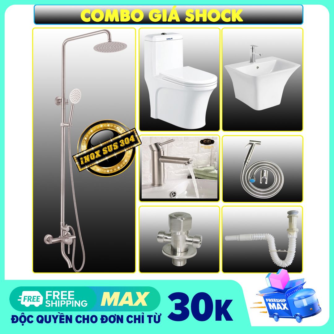 Combo trọn bộ thiết bị vệ sinh cho phong tắm Eurolife Combo 2077 -S918