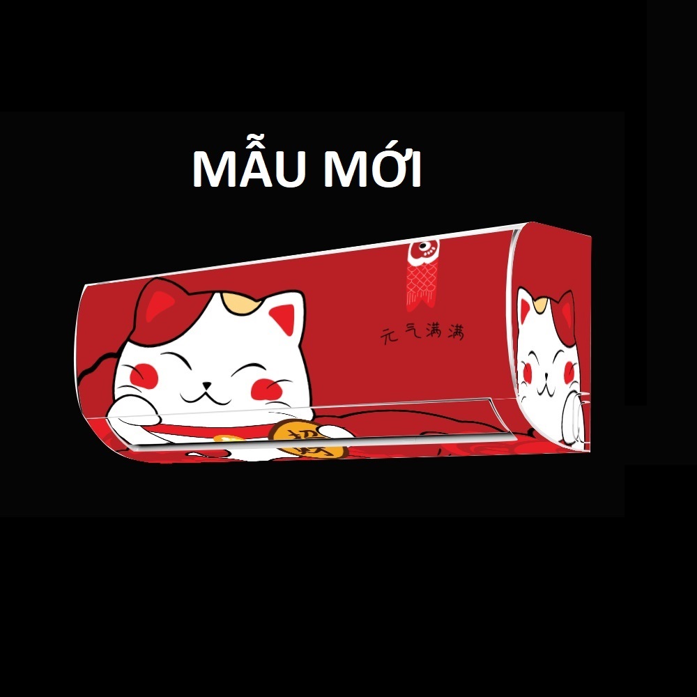 Decal dán máy lạnh full 4 mặt mèo thần tài trang trí nội thất - thuthaodecor