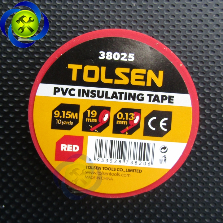 [HCM]Băng keo điện đỏ Tolsen 38025 dài 9.15M dày 0.13mm bảng 19mm