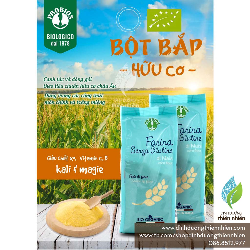 Bột bắp hữu cơ probios organic corn flour, 375g
