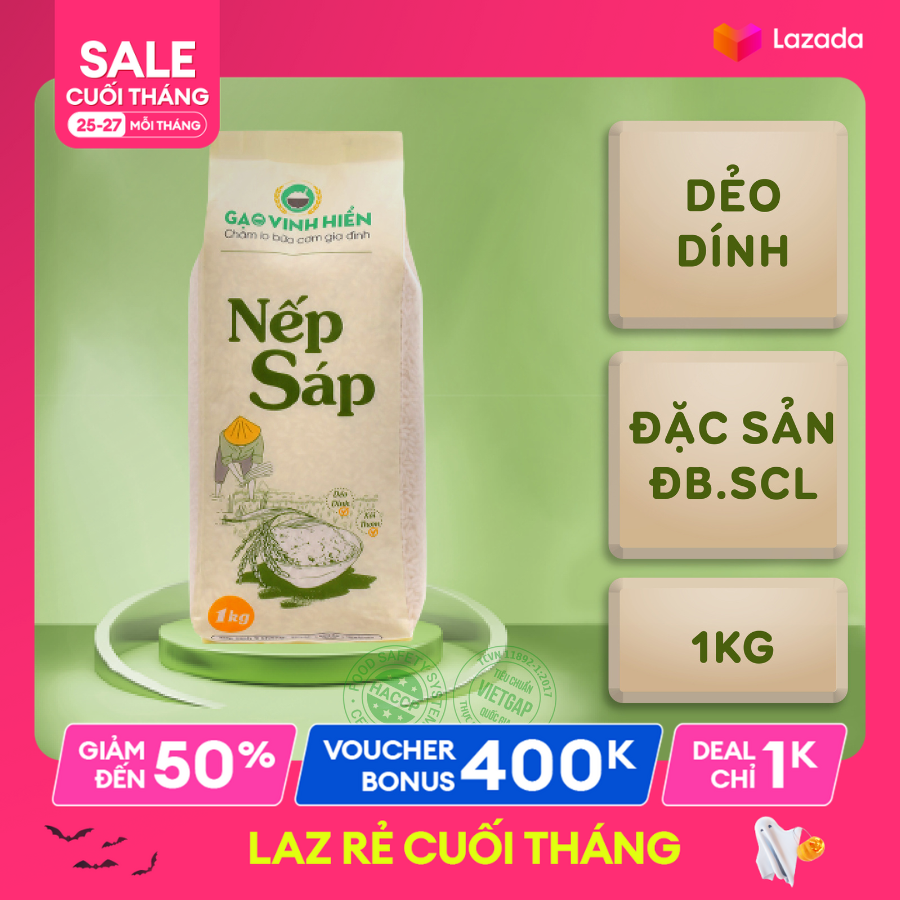 Nếp sáp vinh hiển 1kg - nếp thơm, dẻo vừa, mềm ngon