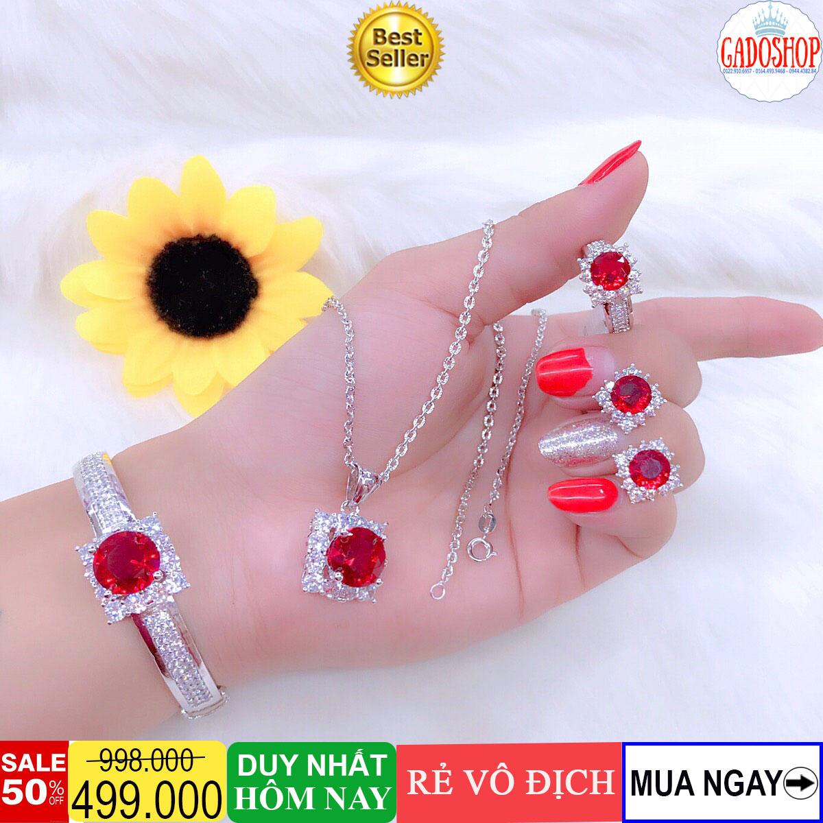 [HCM][RẺ VÔ ĐỊCH] Bộ trang sức bạc bộ trang sức nữ mạ bạch kim cao cấp đá pha lê vuông tròn chạm khắc tinh tế sắc sảo sáng lấp lánh lung linh màu sắc rực rỡ Trang sức Gadoshop KB430091911 - đeo làm công sở cực sang chảnh và quý phái