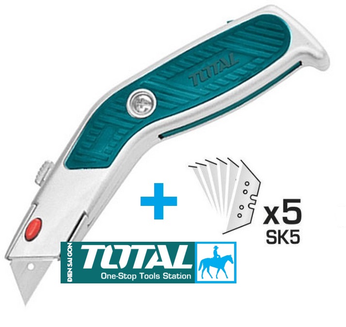 Dao rọc giấy đa năng 61mm utility knife total chính hãng tht512614 huk614 kèm 5 lưỡi sk5
