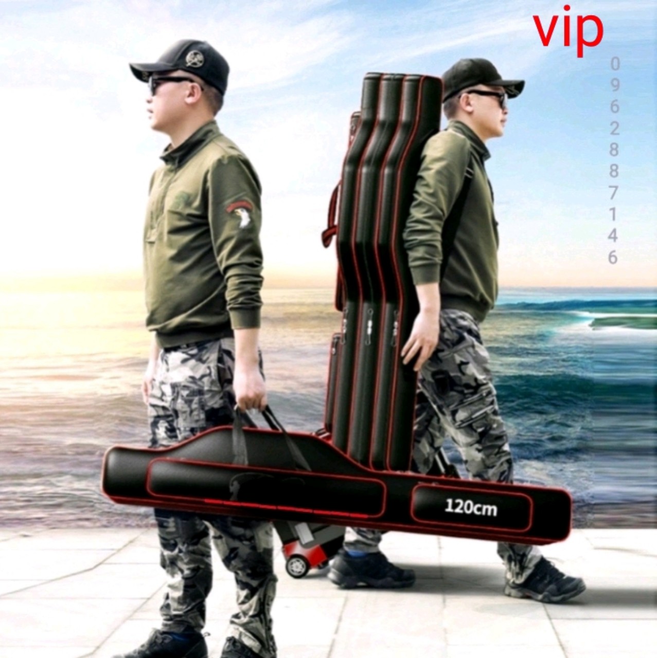 bao túi đựng cần câu qiun super 2 ngăn khổng lồ