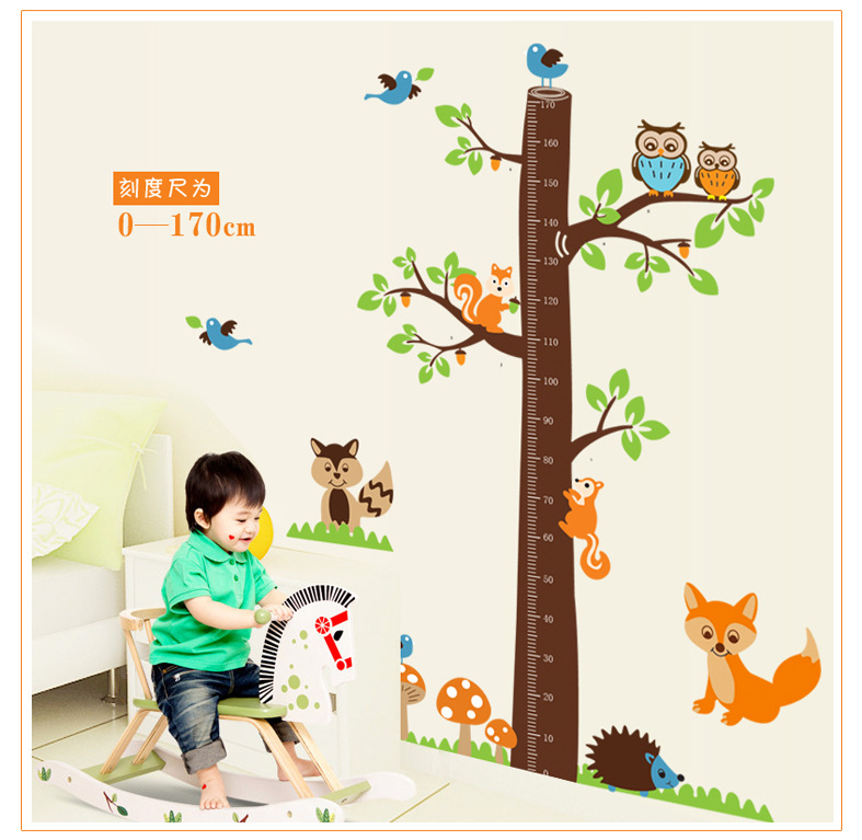 Decal dán tường đo chiều cao sóc nhỏ AY221