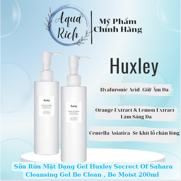 Sữa rửa mặt - gel rửa mặt huxley secrect of sahara cleansing gel , be clean , be moist 200ml