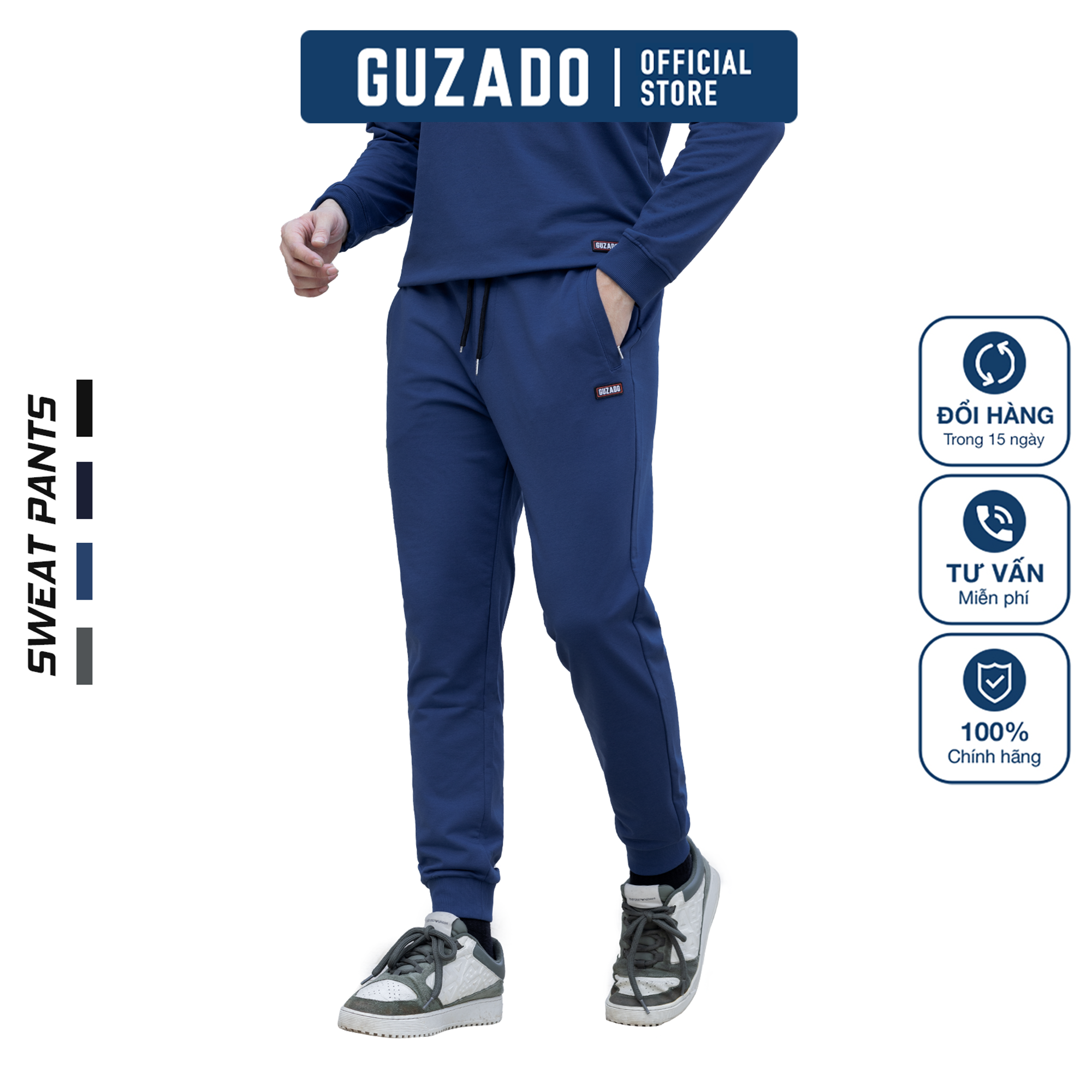  Quần Jogger Thể Thao Nam GUZADO Thiết Kế Basic Màu Sắc Dễ Mặc Chất Vải Nỉ Dày Dặn Co Giãn Dễ Vận Động GQN01 