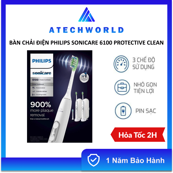 Bàn chải điện philips sonicare 6100 protective clean - hàng chính hãng - có xuất vat