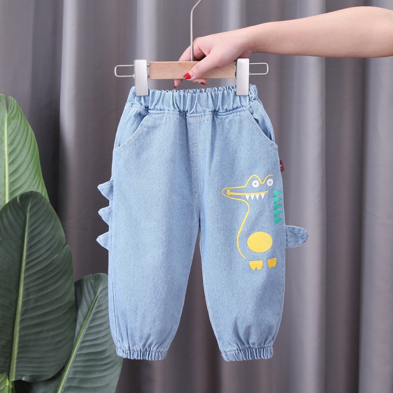 Quần bò Jogger thêu Khủng Long cho bé 10-20kg
