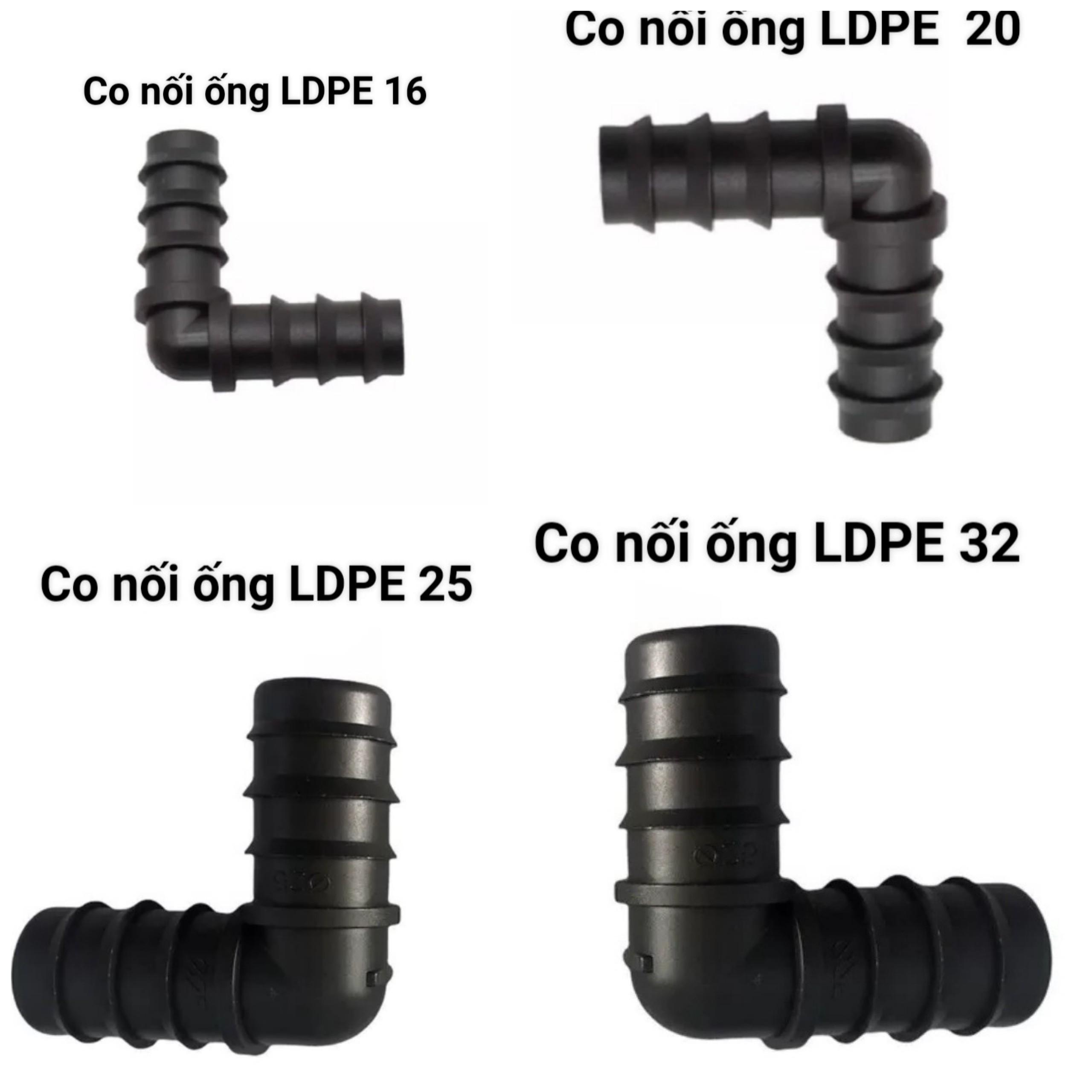 Co nối ống ldpe 16, co nối ống ldpe 20, co nối ống ldpe 25, co nối ống ldpe 32