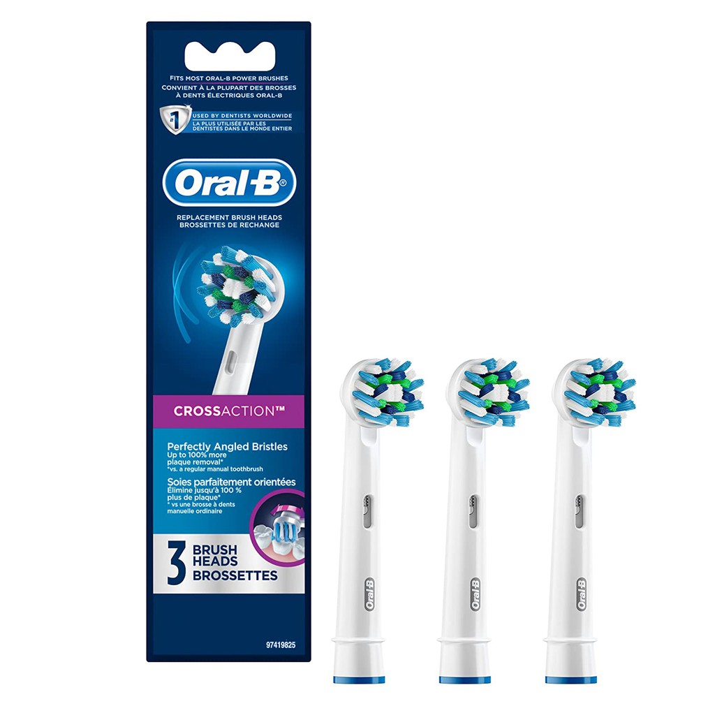 Combo 3 Đầu bàn chải Oral-B Cross Action dùng cho máy đánh răng bàn chải điện OralB