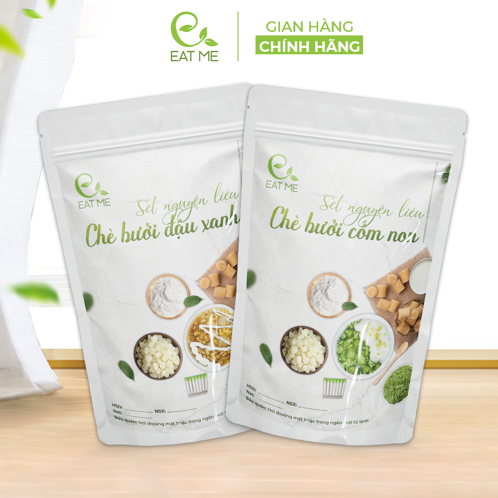 Set chè bưởi đậu xanh cốm non eatme - set nguyên liệu nấu chè bưởi 25 30 chén