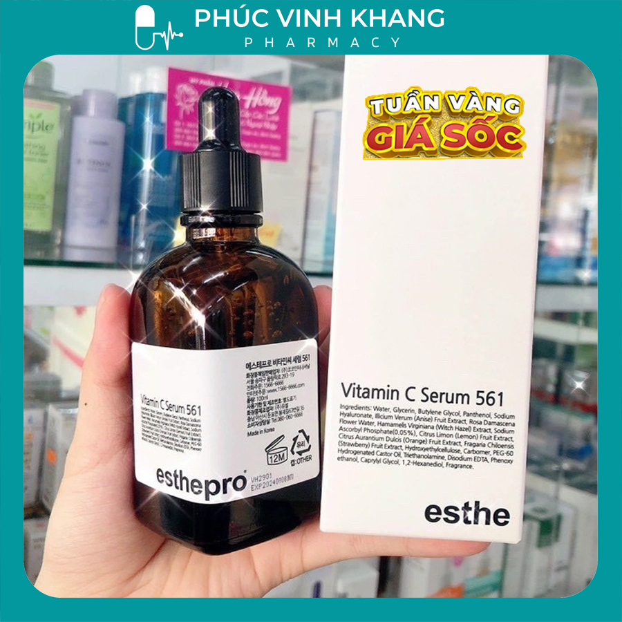 Tinh chất Vitamin C Serum 561 Esthepro Hàn Quốc 100ml giúp trắng da, giảm thâm nám, cấp ẩm, trẻ hoá làn da