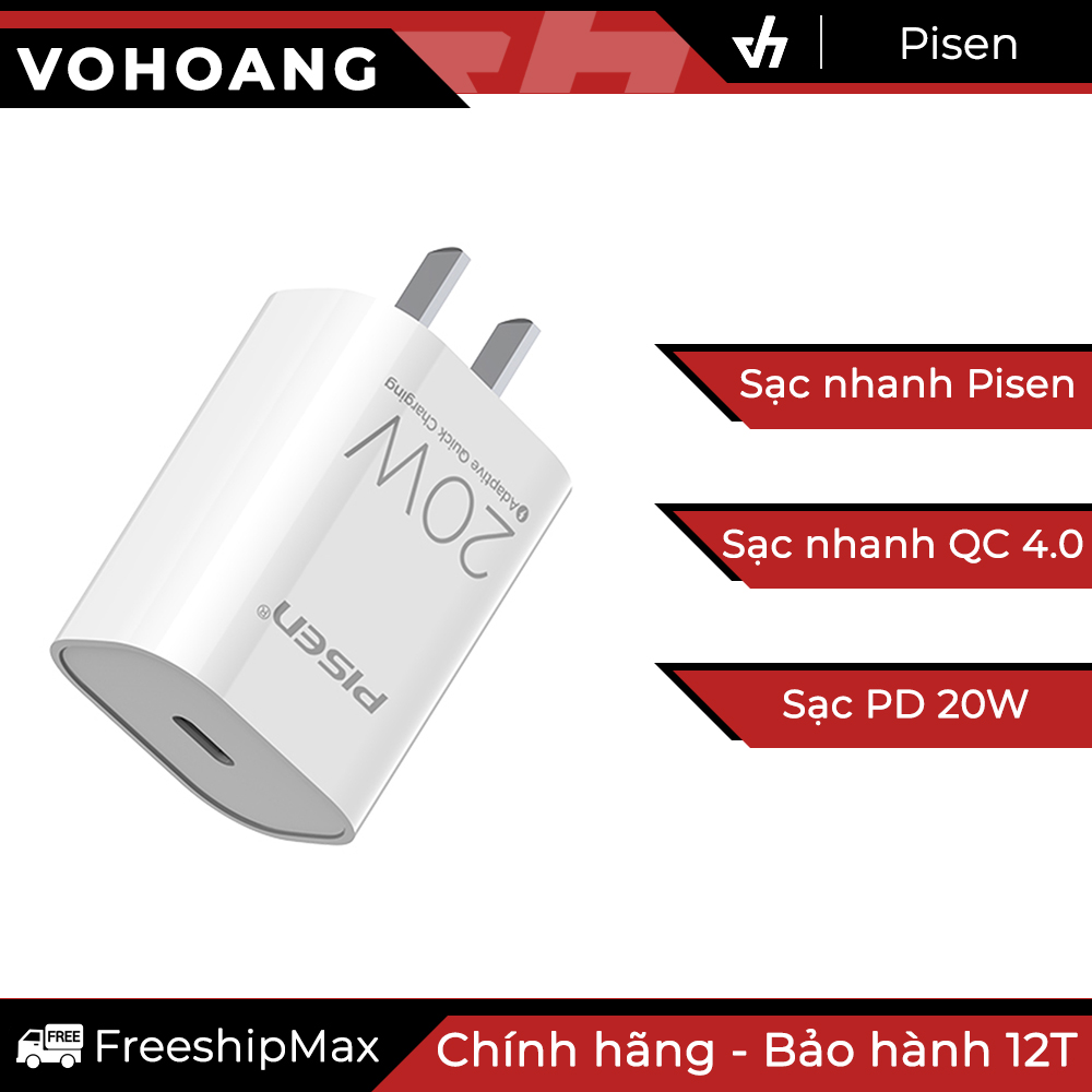 Adapter sạc nhanh 20W Pisen TS-C135 - QC4.0, PD3.0, AFC, FPC