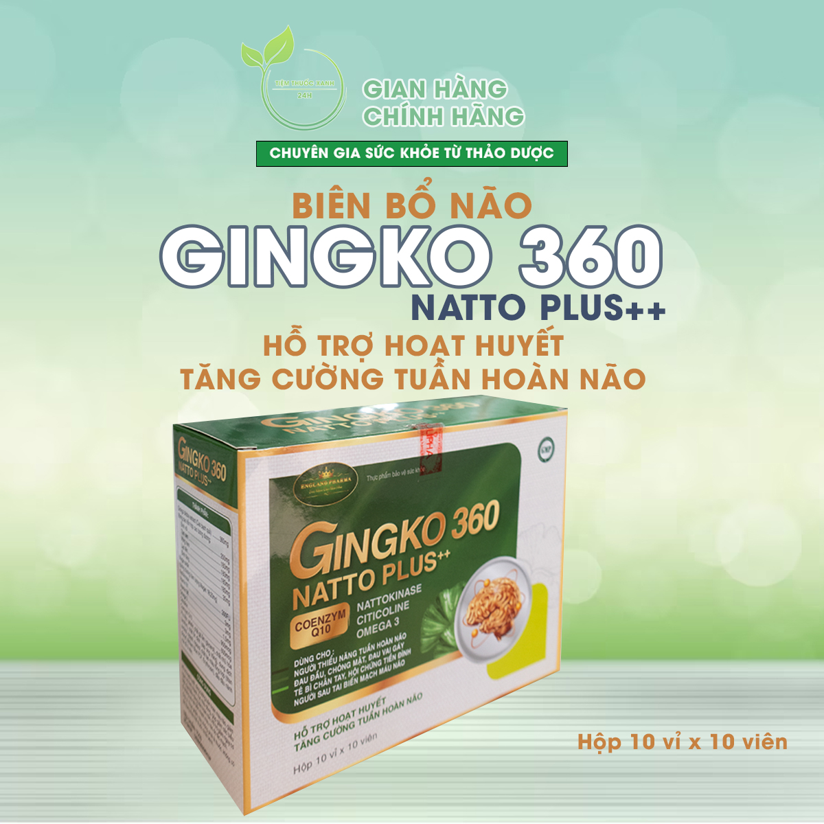 Viên bổ não Ginko 360 Natto Plus hỗ trợ hoạt huyết tăng cường tuần hoàn
