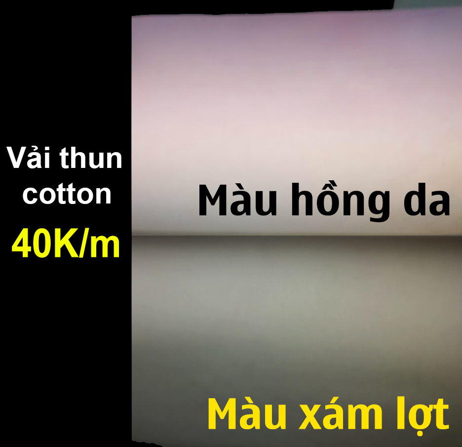 Vải thun cotton màu hồng da, màu xám lợt siêu đẹp 40k/m