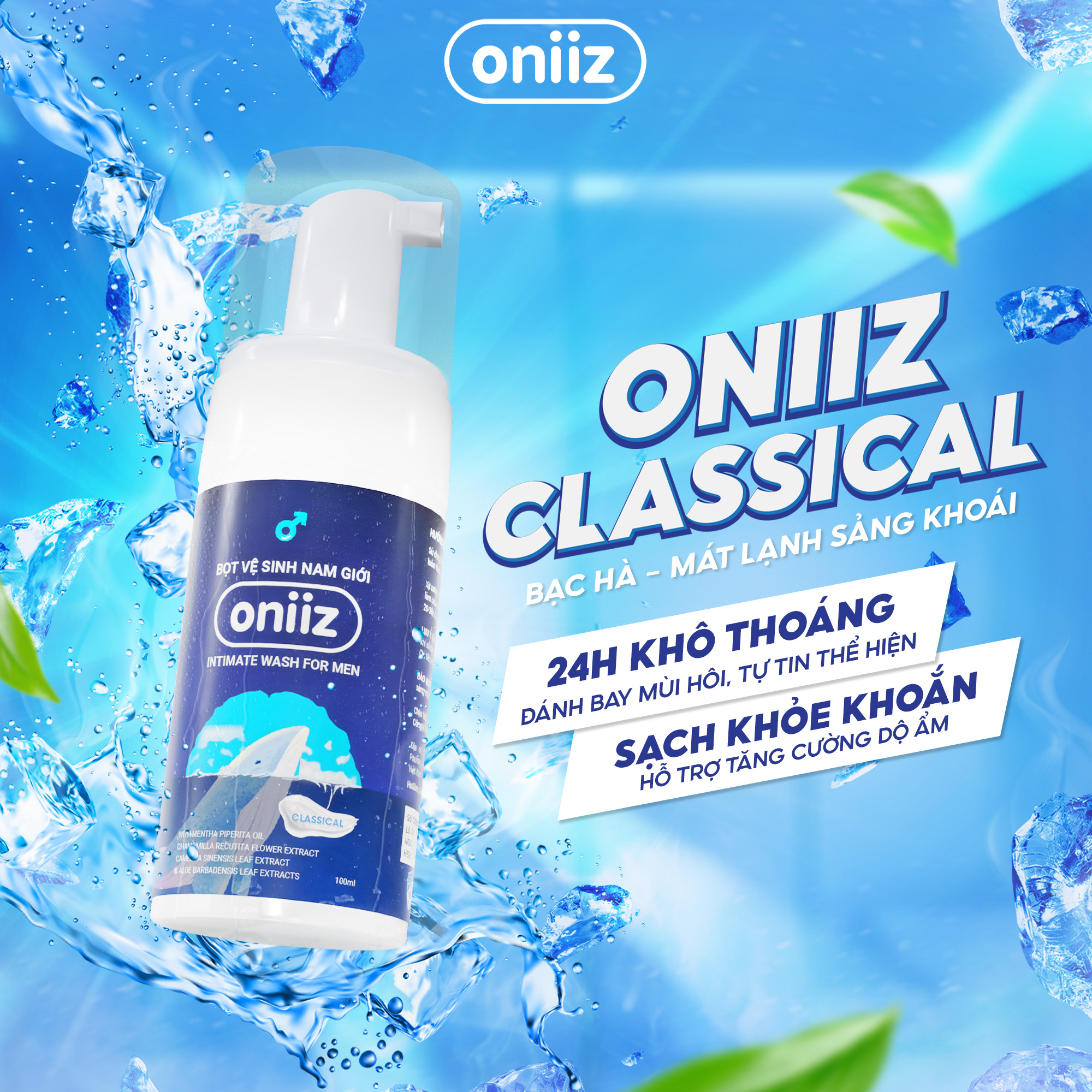 Bọt vệ sinh nam giới Oniiz - Dung dịch vệ sinh nam tạo bọt (Hương cổ điển) 100ml