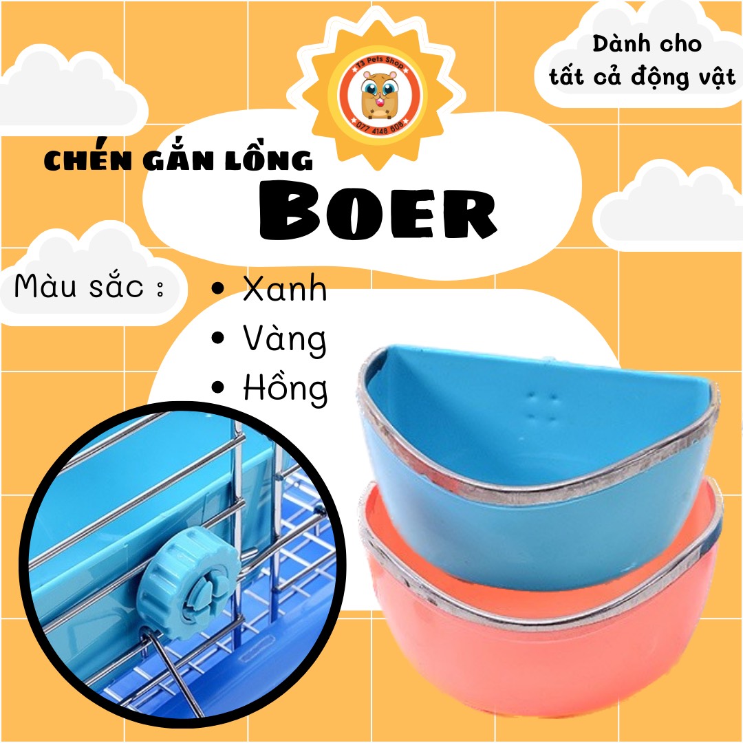 Chén nhựa gắn lồng boer cho chó mèo , thỏ, bọ, sóc,...
