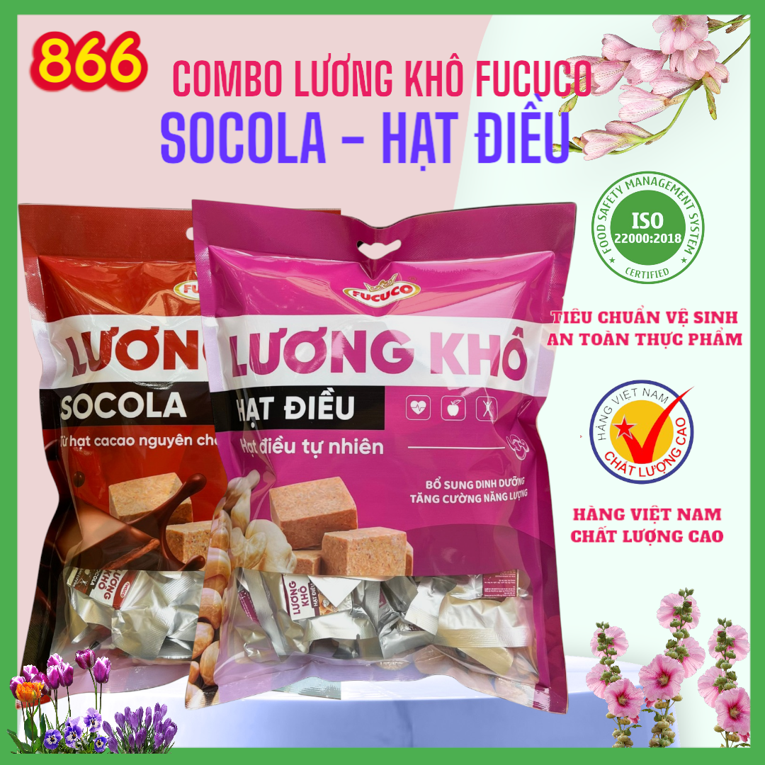  Combo 2 bịch lương khô FUCUCO  400gr 1 BỊCH  hương vị SOCOLA - HẠT ĐIỀU 