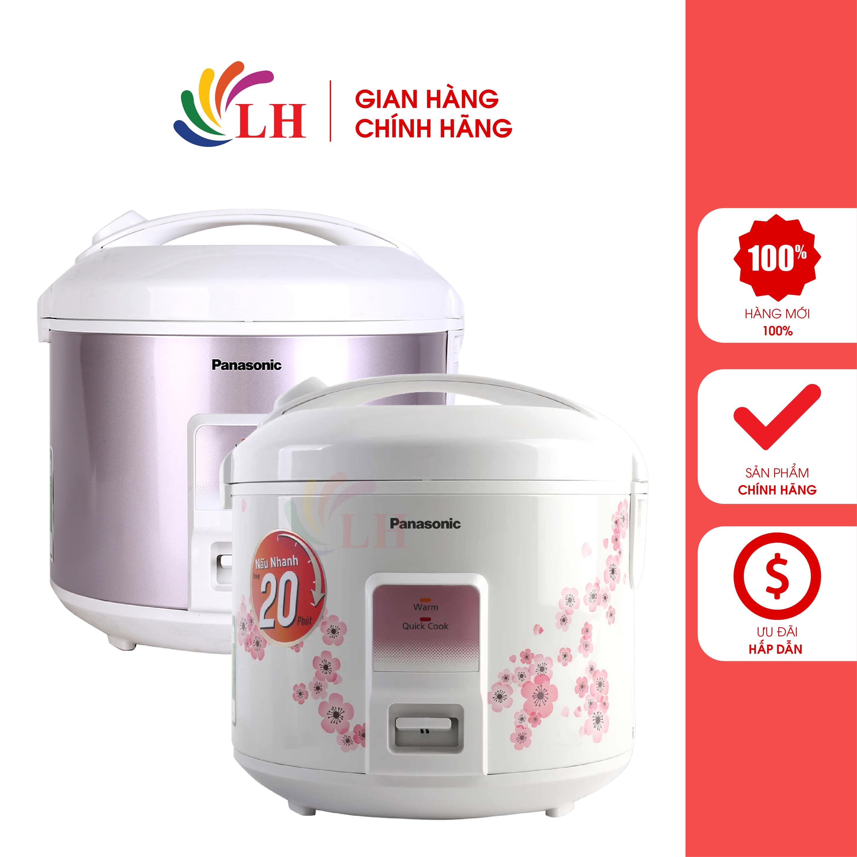 Nồi cơm điện nắp gài Panasonic 1.8 lít SR-MVQ187 - Hàng chính hãng - Công suất 800W, 2 chế độ nấu đơn giản, thiết kế tổ ong hạn chế đọng hơi nước