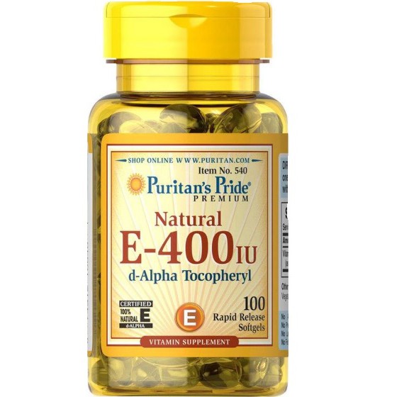 Viên uống dưỡng ẩm cho da, chống lão hóa da bổ sung Vitamin E 400IU 100 viên Puritan's Pride(E tổng hợp)